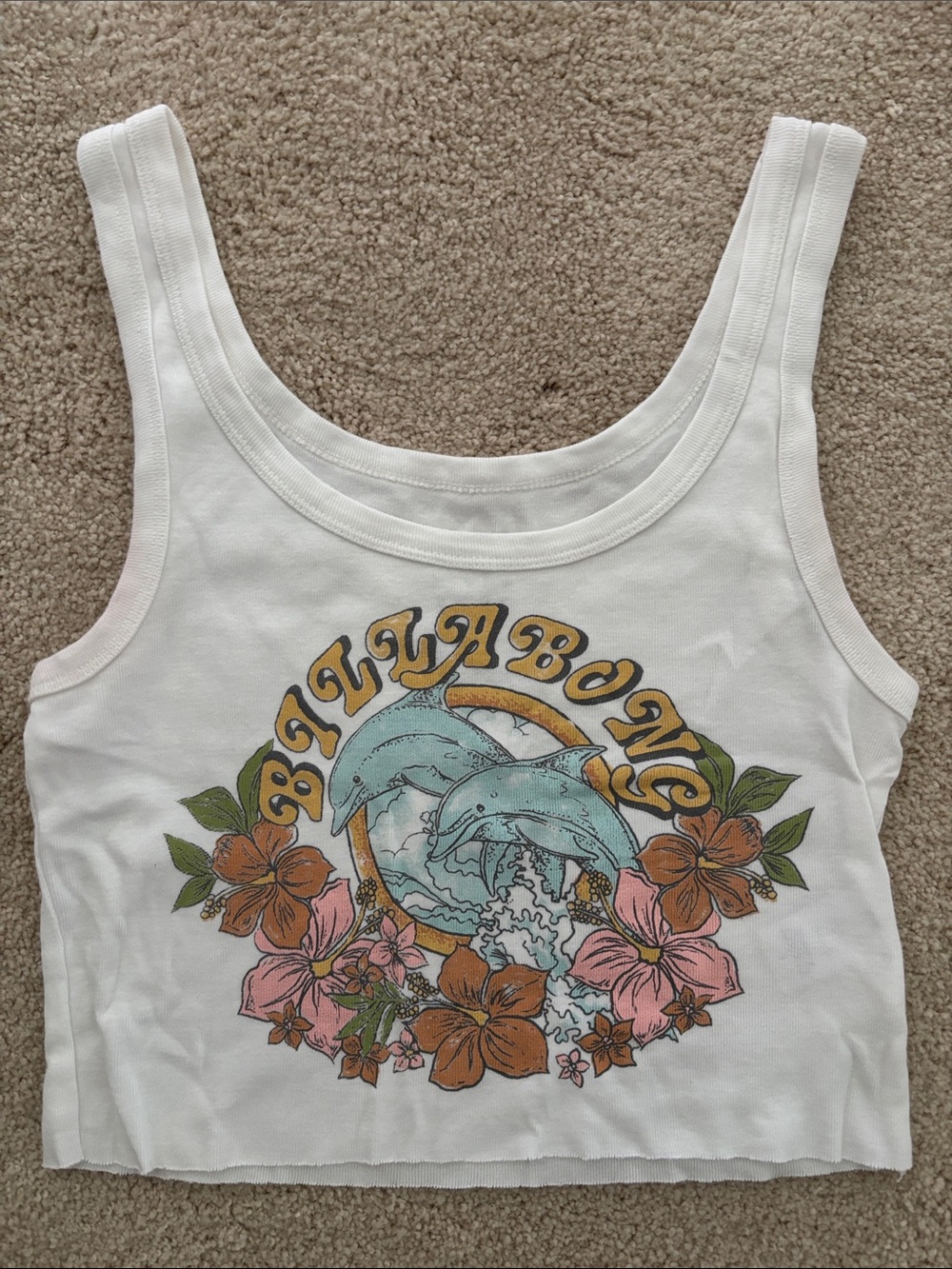 Billabong Tropical Feelings Graphic Cropped Tank Top Bikini Coverup Sz Small - Picture 2 of 4